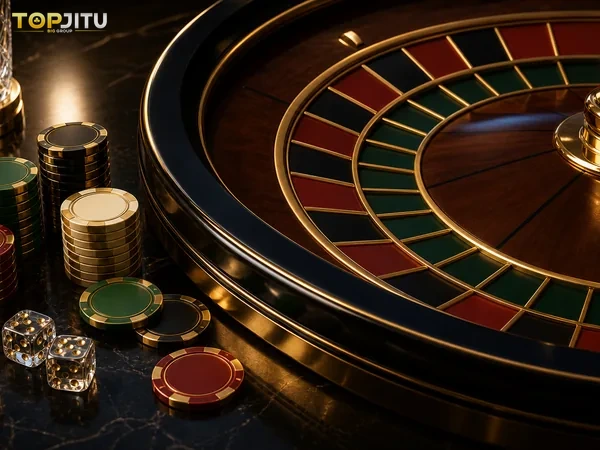 Ilustrasi meja European Blackjack dengan kartu dan chip